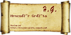 Hrncsár Gréta névjegykártya